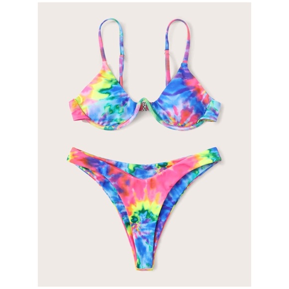 CLEARANCE Tie Dye Underwire High Cut Bikini Swimsuit - Picture 5 of 7